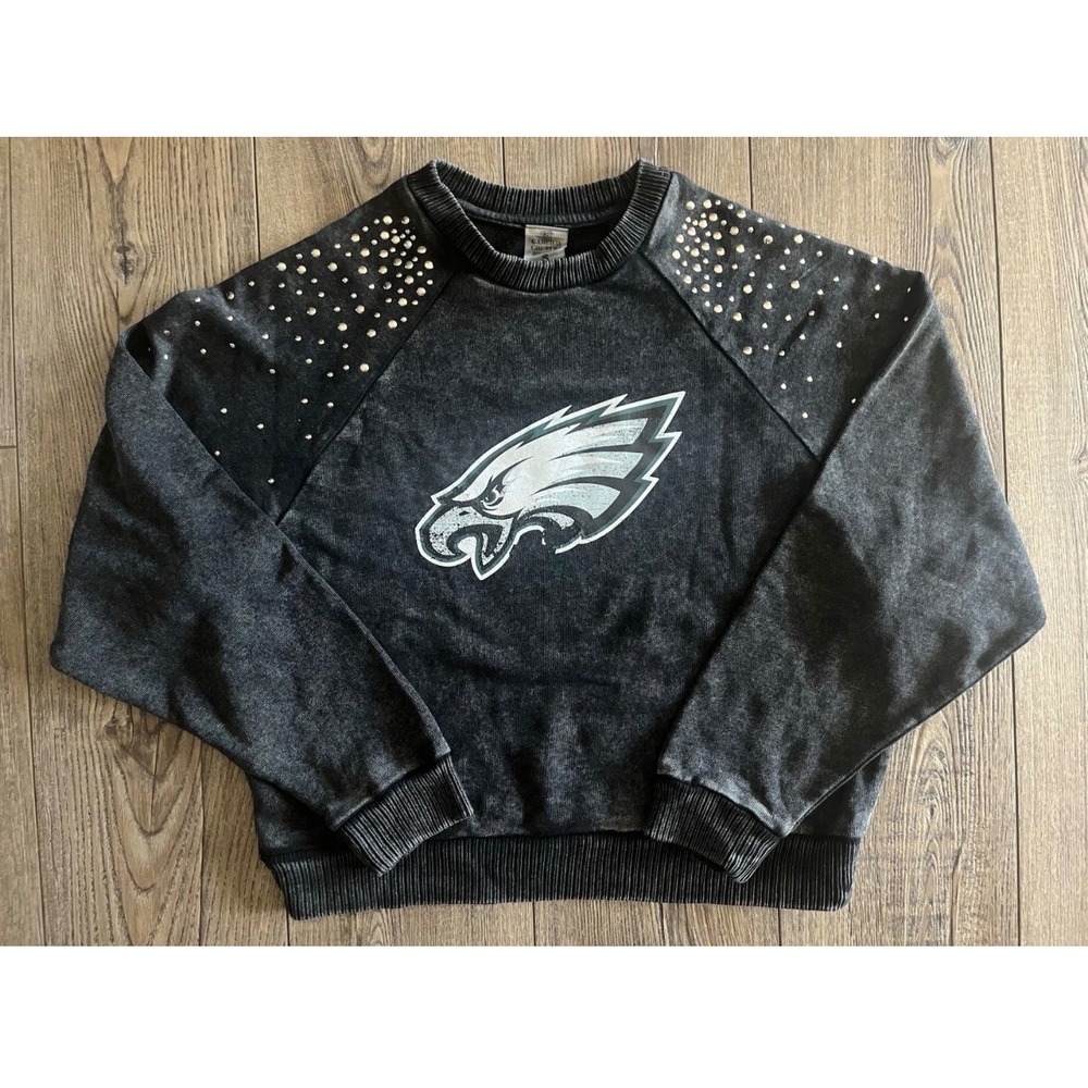 Philadelphia Eagles NFL‎ Gameday Couture Sweatshirt Charcoal Small Bling Cropped